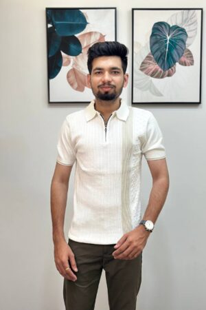 Texured Cotton Knitted T-Shirt